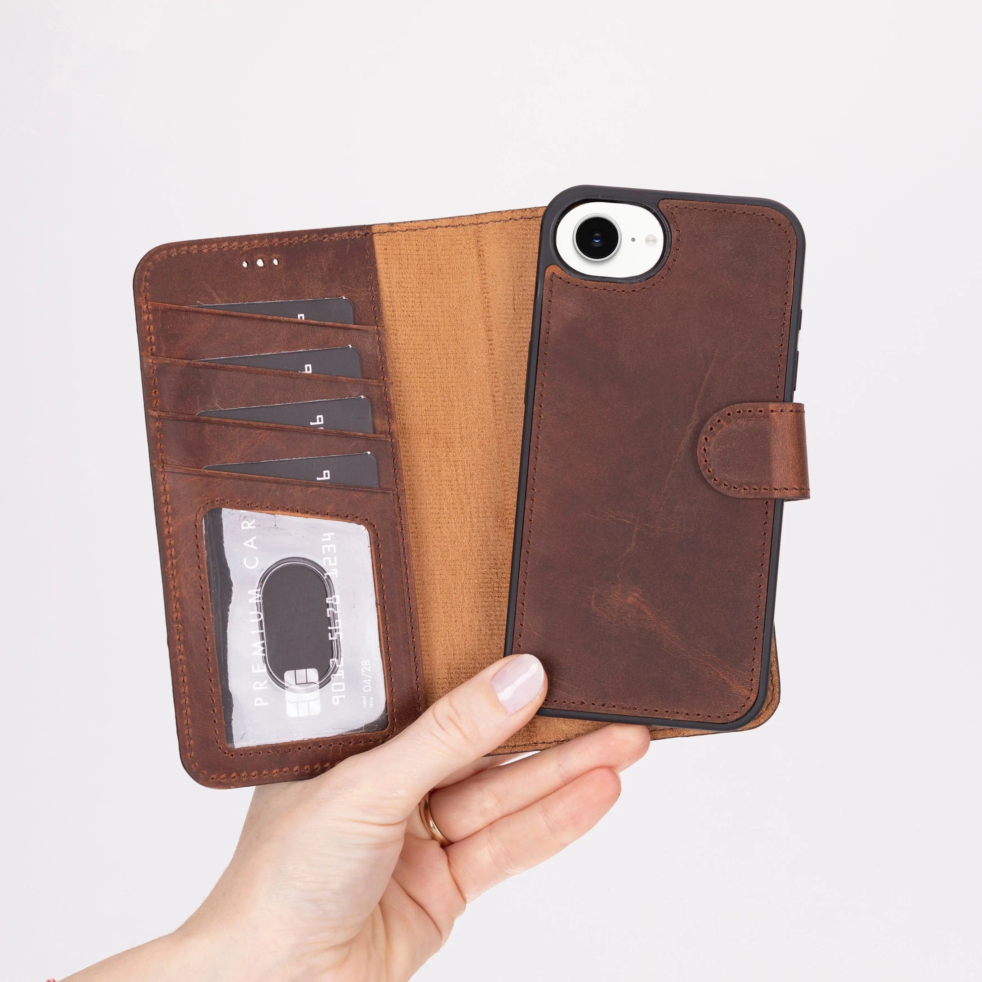 iPhone 16E Leather Wallet Case Detachable RFID – Magic Series Mizuri Leather