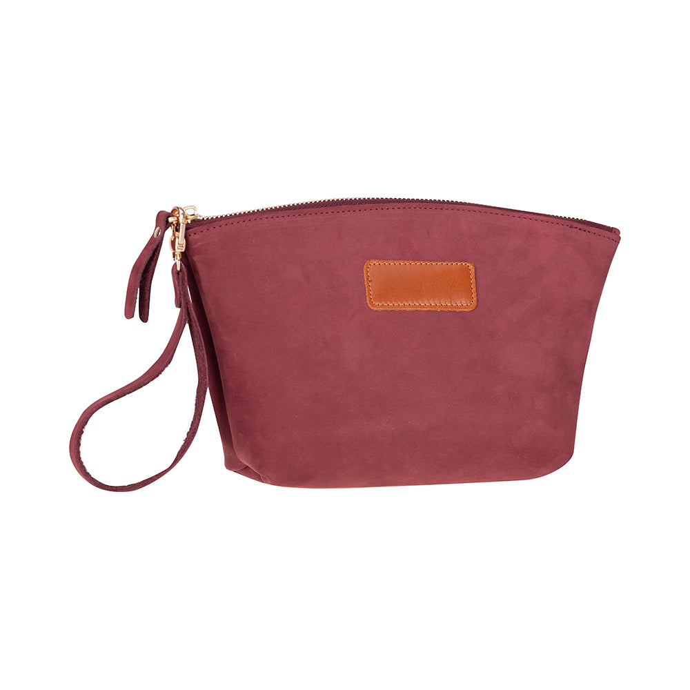 Luna Leather Makeup Bag – Genuine Leather Toiletry & Dopp Kit for Men & Women for Travel Elegance | Minimal & Handcrafted Mizuri Leather