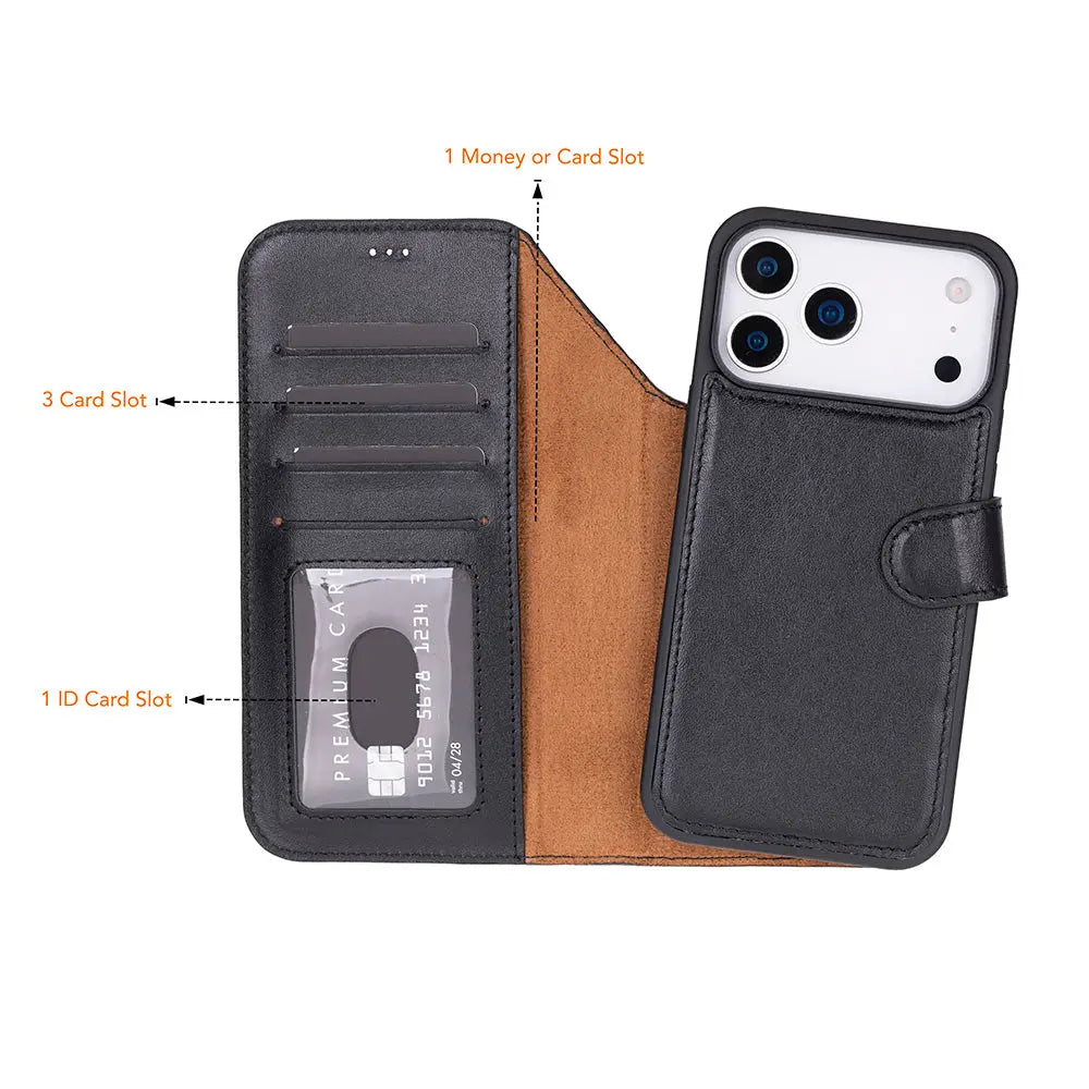 iPhone 17 Pro Leather Wallet Case Detachable RFID MagSafe – Magic Series Mizuri Leather