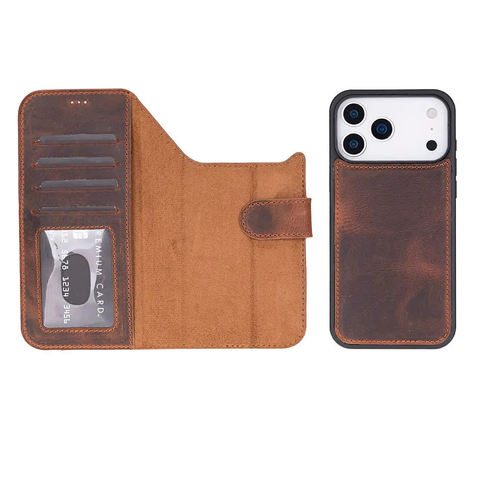 iPhone 17 Pro Max Leather Wallet Case Detachable RFID MagSafe – Magic Series Mizuri Leather