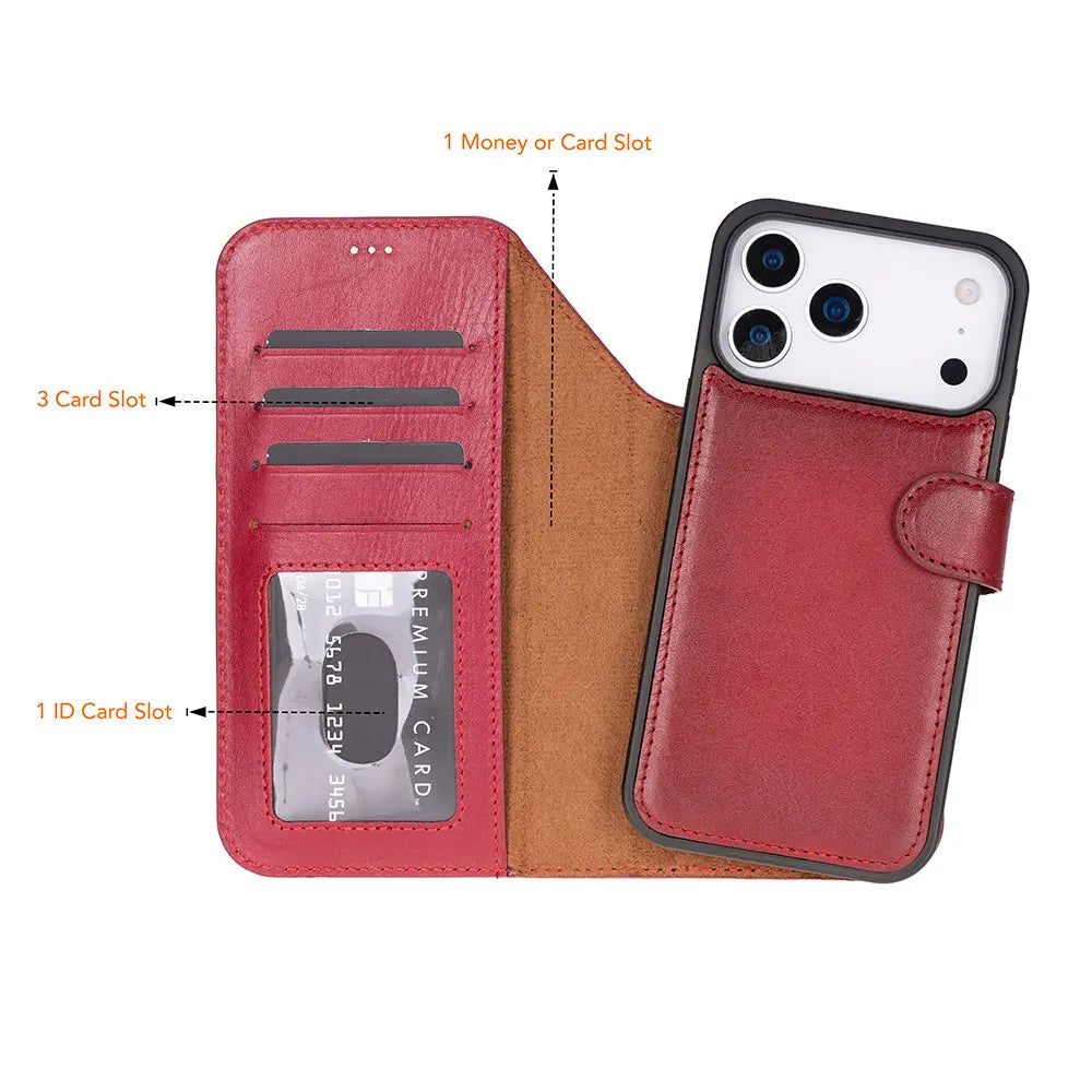 iPhone 17 Pro Max Leather Wallet Case Detachable RFID MagSafe – Magic Series Mizuri Leather