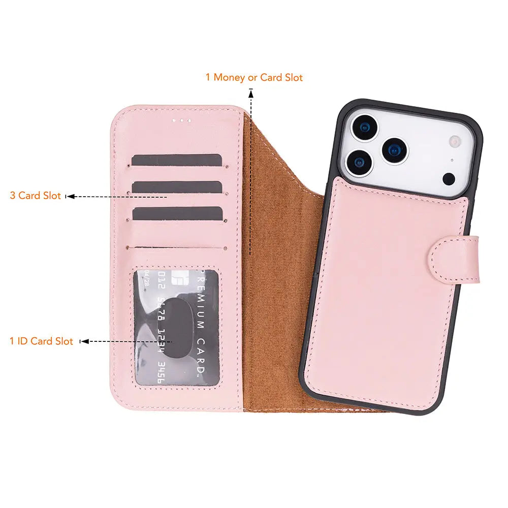 iPhone 17 Pro Leather Wallet Case Detachable RFID MagSafe – Magic Series Mizuri Leather