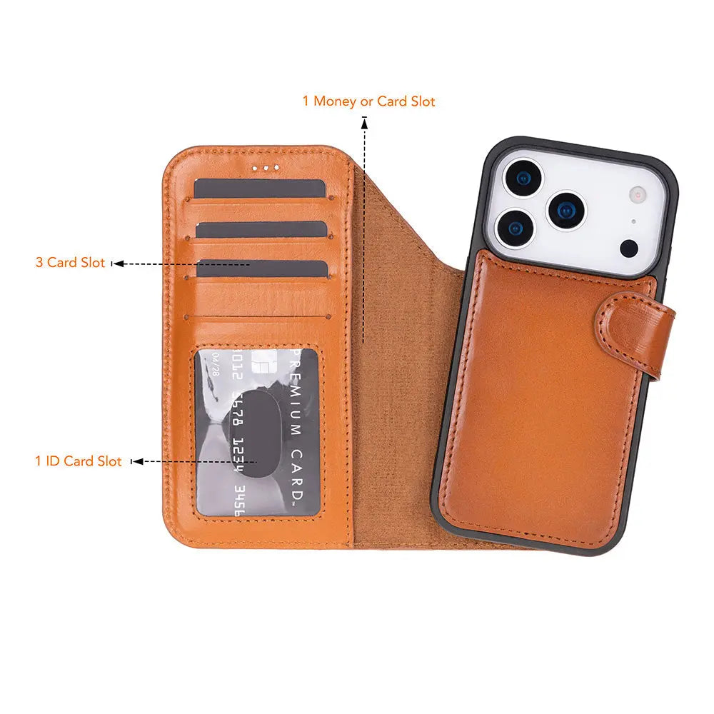 iPhone 17 Pro Max Leather Wallet Case Detachable RFID MagSafe – Magic Series Mizuri Leather