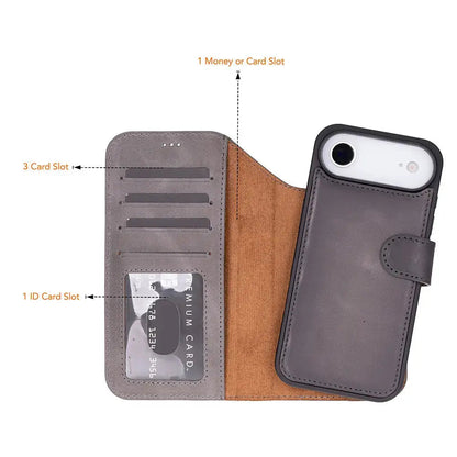 iPhone 17 Air Leather Wallet Case Detachable RFID MagSafe – Magic Series Mizuri Leather