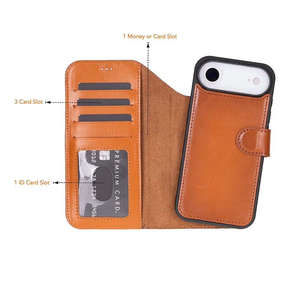 iPhone 17 Air Leather Wallet Case Detachable RFID MagSafe – Magic Series Mizuri Leather