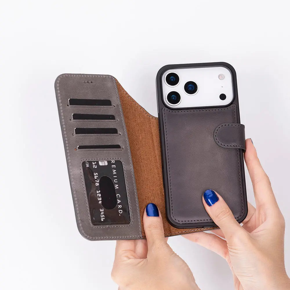 iPhone 17 Pro Max Leather Wallet Case Detachable RFID MagSafe – Magic Series Mizuri Leather