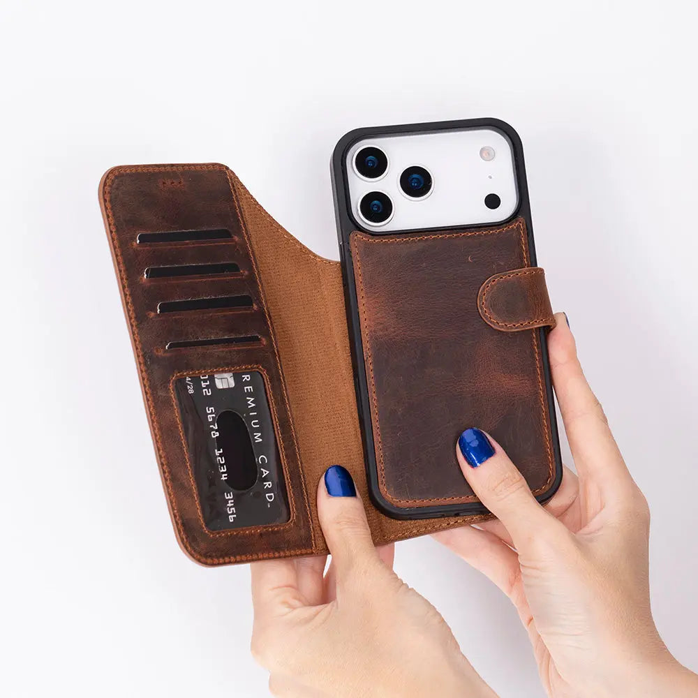 iPhone 17 Pro Leather Wallet Case Detachable RFID MagSafe – Magic Series Mizuri Leather