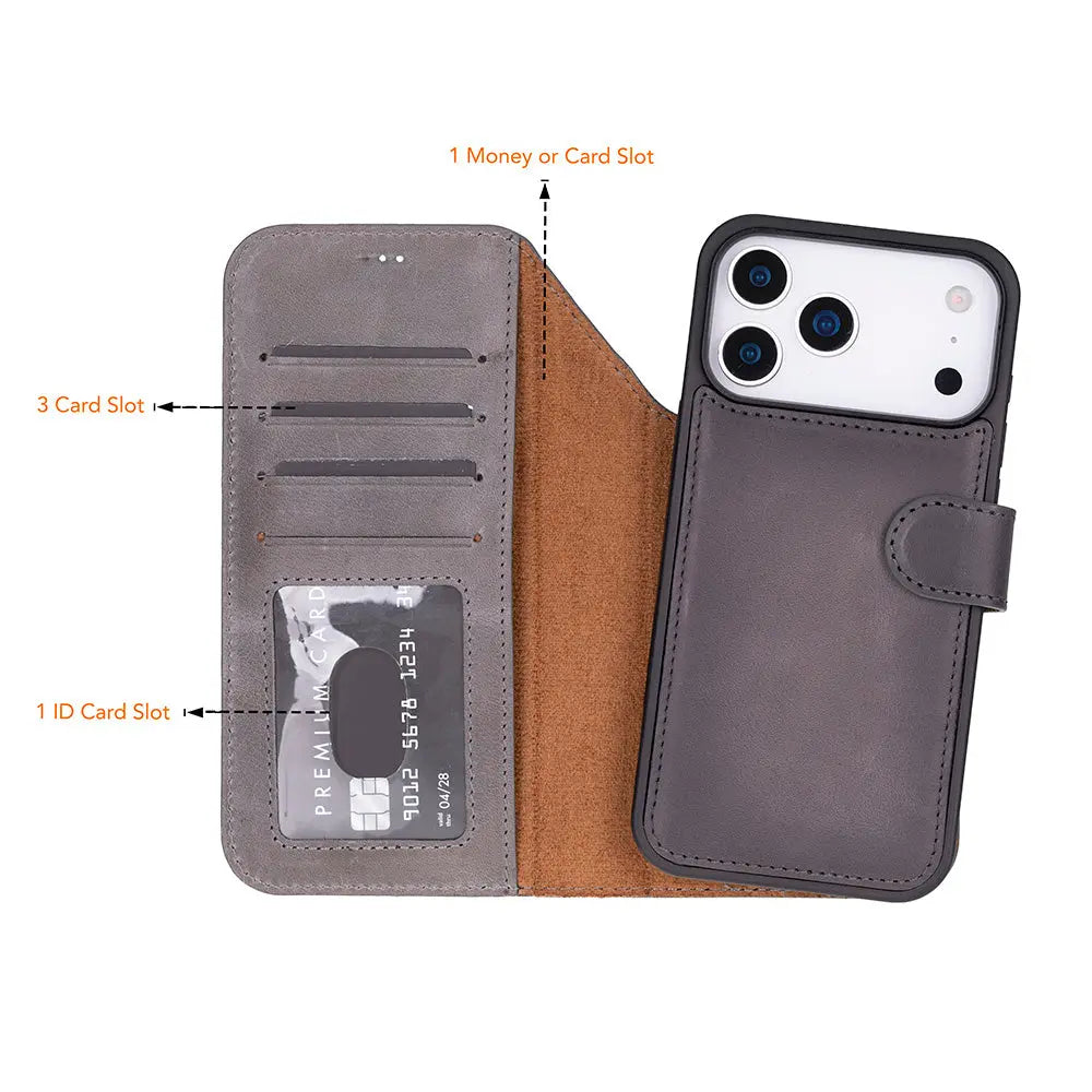 iPhone 17 Pro Leather Wallet Case Detachable RFID MagSafe – Magic Series Mizuri Leather
