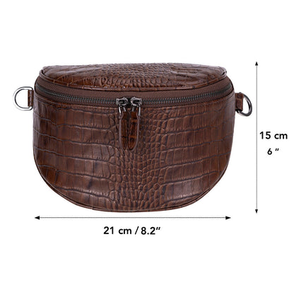 Alora Leather Bag – Croc-Embossed Leather Men & Women Crossbody & Belt Bag for Everyday Elegance | Minimal & Handcrafted Mizuri Leather