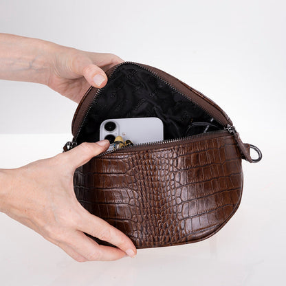 Alora Leather Bag – Croc-Embossed Leather Men & Women Crossbody & Belt Bag for Everyday Elegance | Minimal & Handcrafted Mizuri Leather