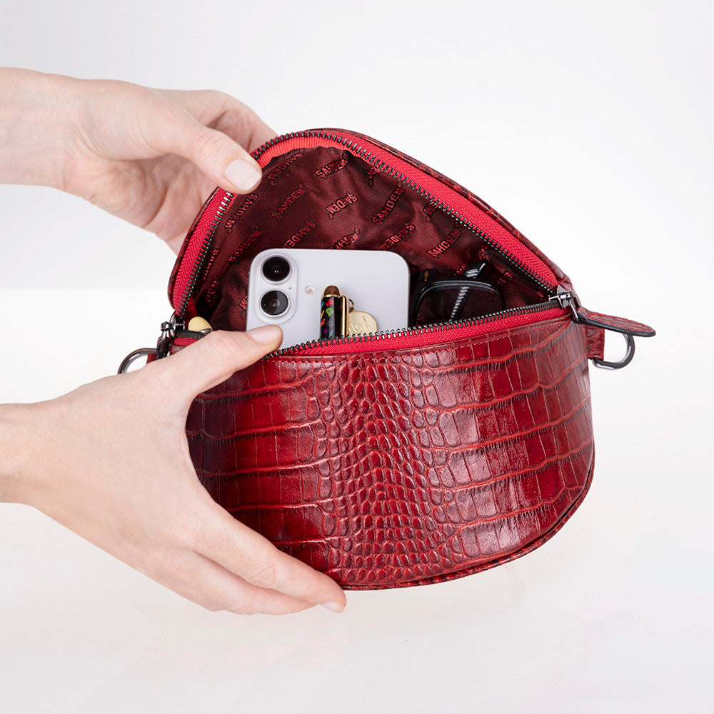 Alora Leather Bag – Croc-Embossed Leather Men & Women Crossbody & Belt Bag for Everyday Elegance | Minimal & Handcrafted Mizuri Leather