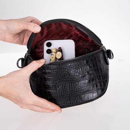 Alora Leather Bag – Croc-Embossed Leather Men & Women Crossbody & Belt Bag for Everyday Elegance | Minimal & Handcrafted Mizuri Leather