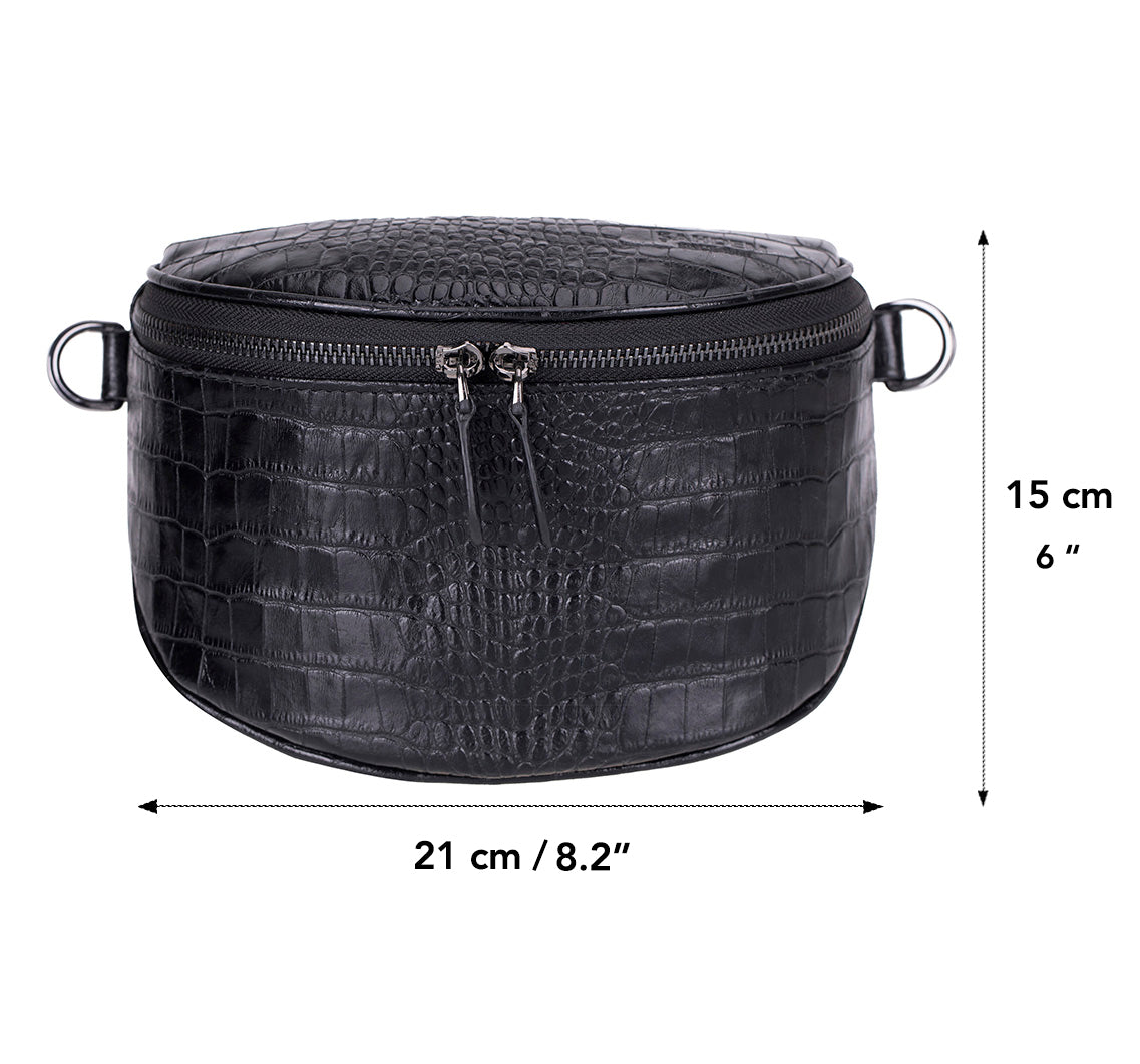 Alora Leather Bag – Croc-Embossed Leather Men & Women Crossbody & Belt Bag for Everyday Elegance | Minimal & Handcrafted Mizuri Leather