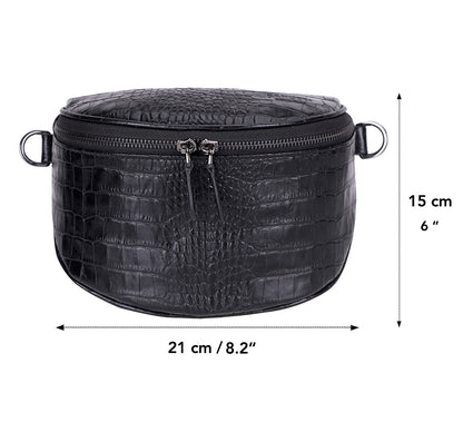 Alora Leather Bag – Croc-Embossed Leather Men & Women Crossbody & Belt Bag for Everyday Elegance | Minimal & Handcrafted Mizuri Leather
