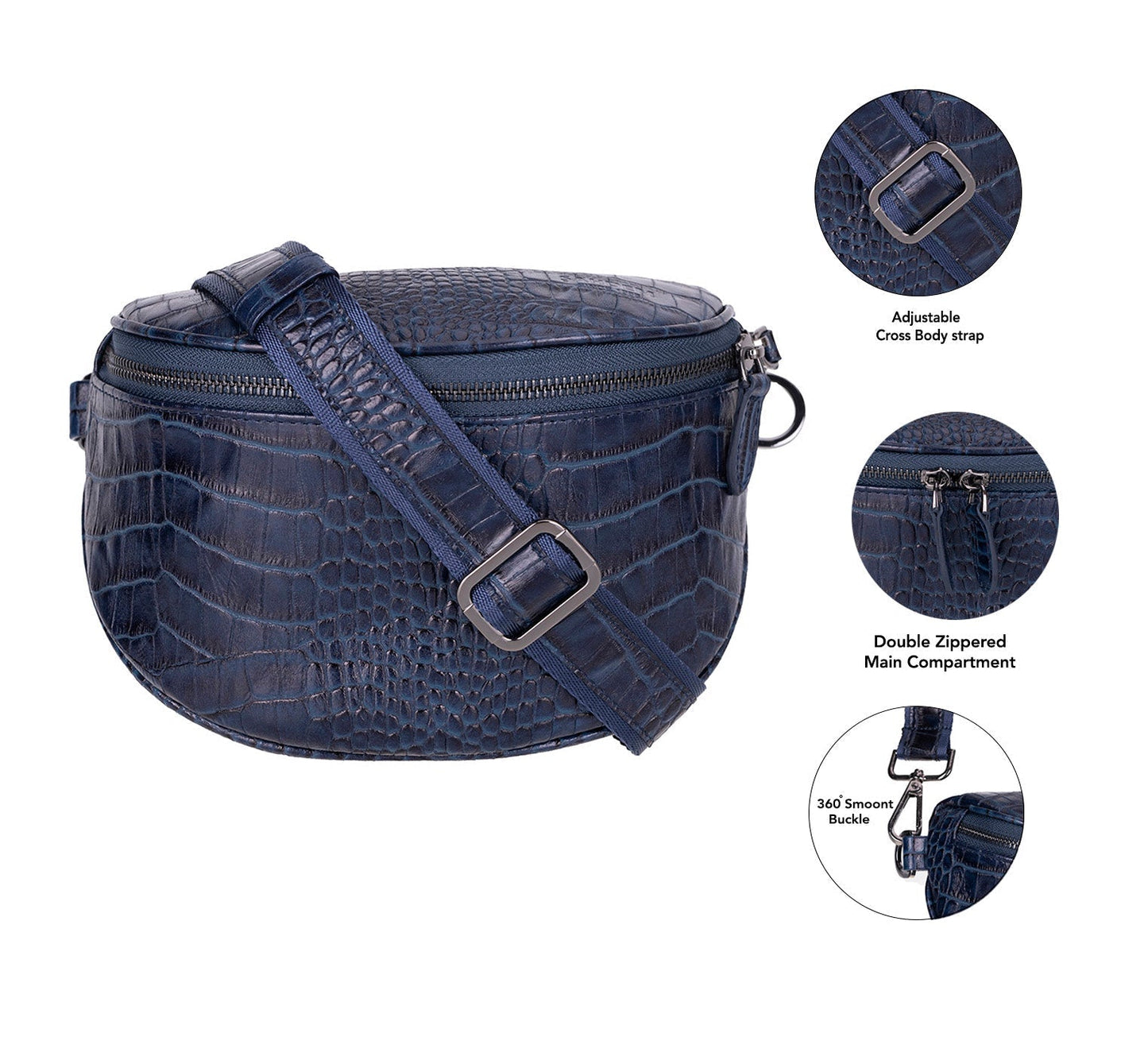 Alora Leather Bag – Croc-Embossed Leather Men & Women Crossbody & Belt Bag for Everyday Elegance | Minimal & Handcrafted Mizuri Leather