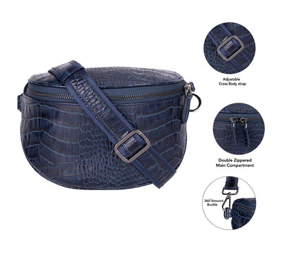 Alora Leather Bag – Croc-Embossed Leather Men & Women Crossbody & Belt Bag for Everyday Elegance | Minimal & Handcrafted Mizuri Leather