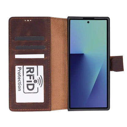 Samsung Galaxy Z Fold7 Genuine Leather Folio Wallet Case RFID – Wallet ID Mizuri Leather
