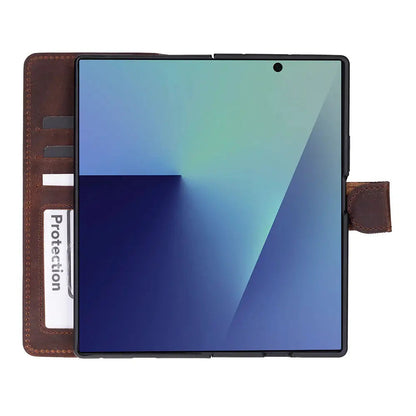 Samsung Galaxy Z Fold7 Genuine Leather Folio Wallet Case RFID – Wallet ID Mizuri Leather
