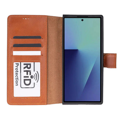 Samsung Galaxy Z Fold7 Genuine Leather Folio Wallet Case RFID – Wallet ID Mizuri Leather