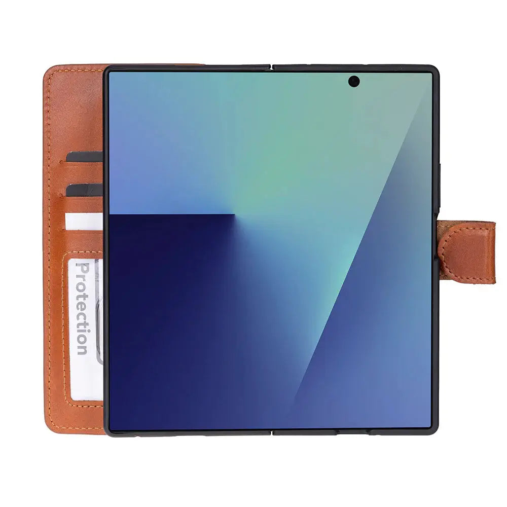 Samsung Galaxy Z Fold7 Genuine Leather Folio Wallet Case RFID – Wallet ID Mizuri Leather
