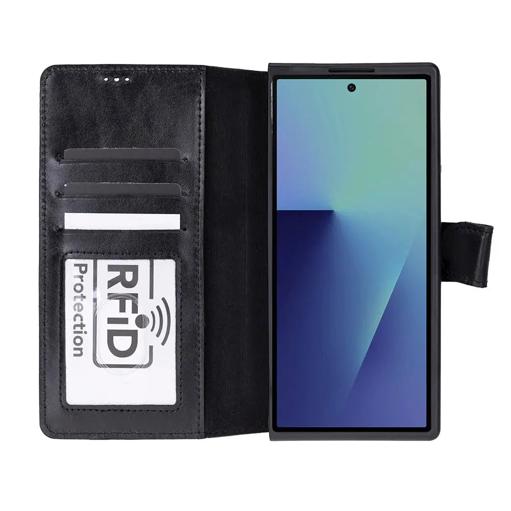 Samsung Galaxy Z Fold7 Genuine Leather Folio Wallet Case RFID – Wallet ID Mizuri Leather