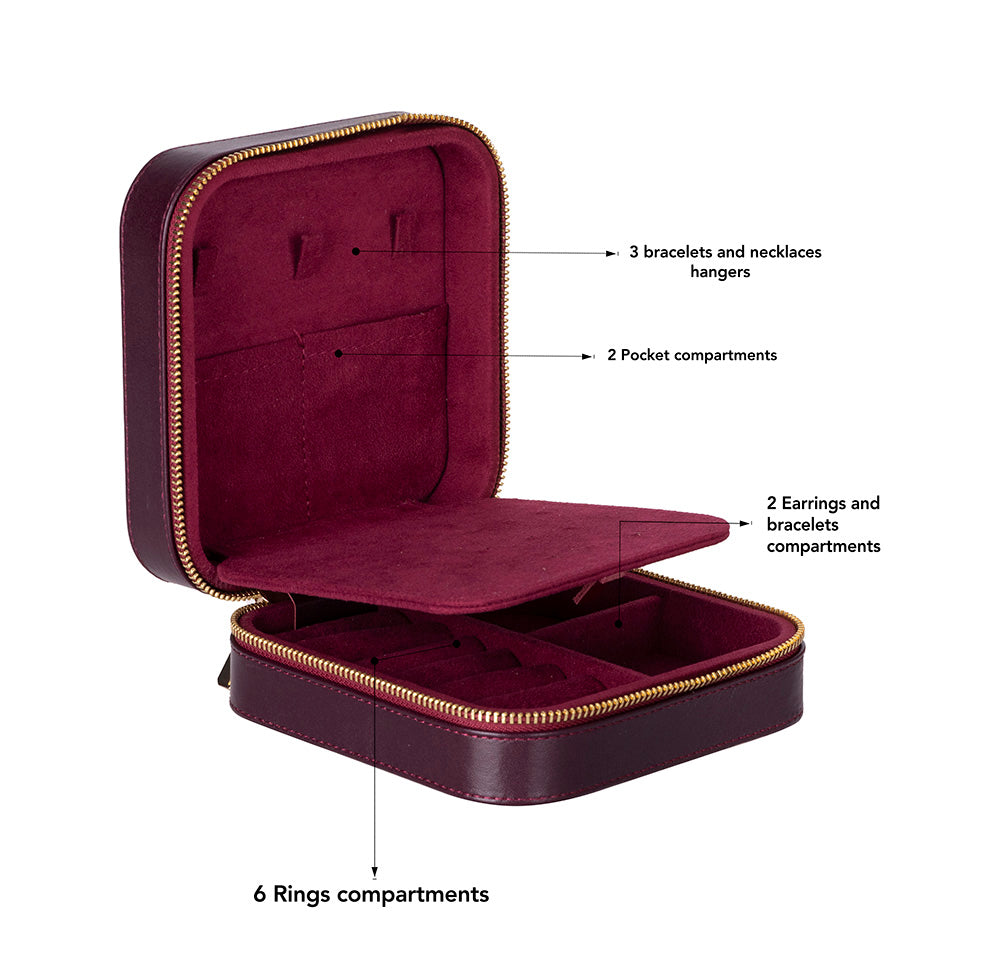 Amanda Leather Jewelry Box, Large Mizuri Leather