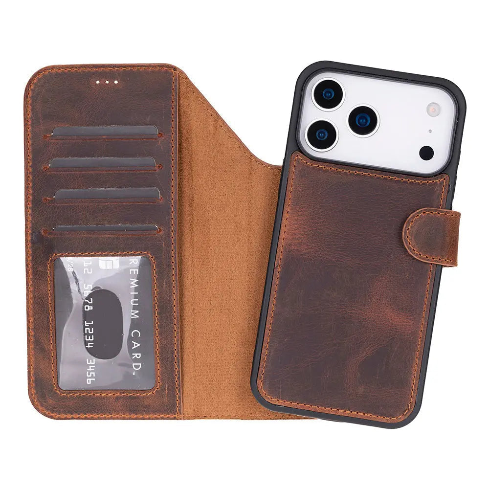 iPhone 17 Pro Max Leather Wallet Case Detachable RFID MagSafe – Magic Series Mizuri Leather