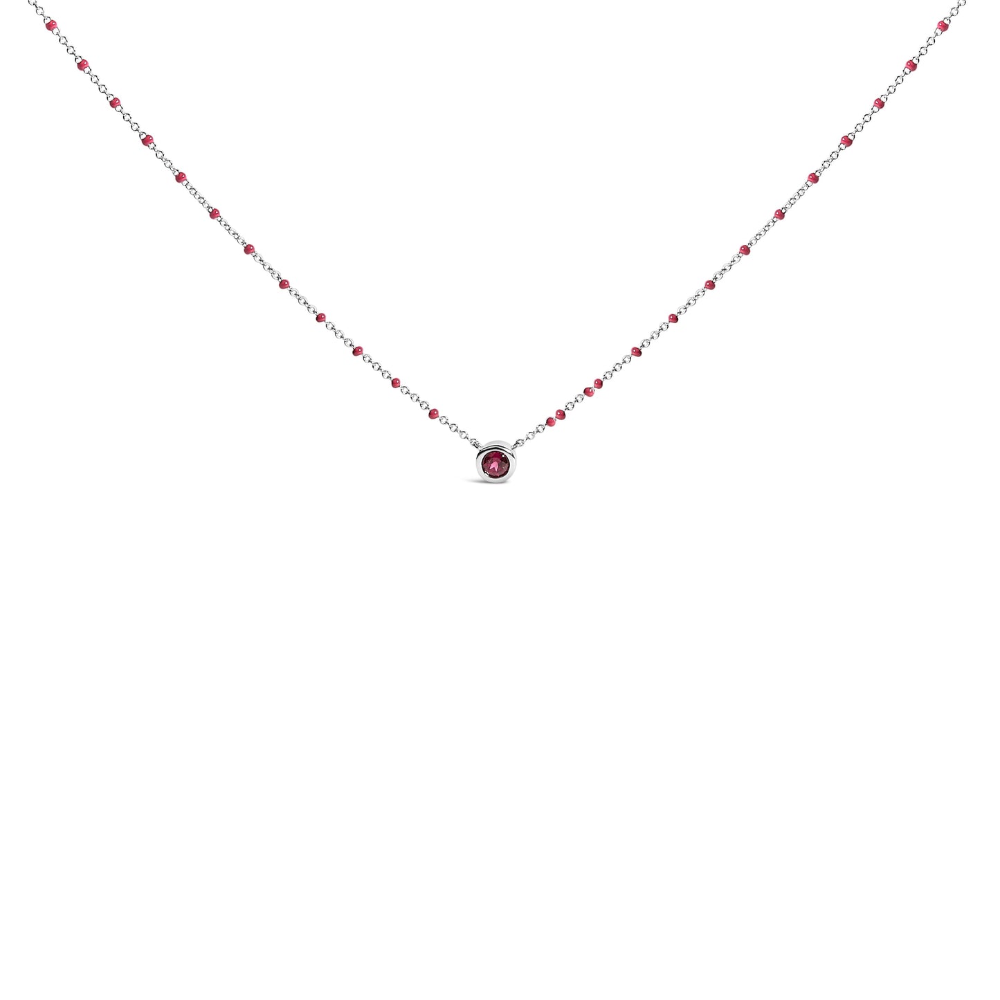 Sterling Silver Rhodolite Enamel Bead Chain Necklace 18 Inch Bids.com