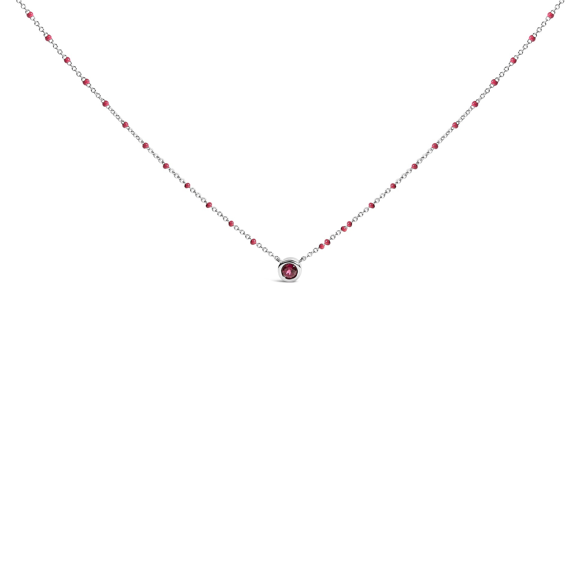 Sterling Silver Rhodolite Enamel Bead Chain Necklace 18 Inch Bids.com