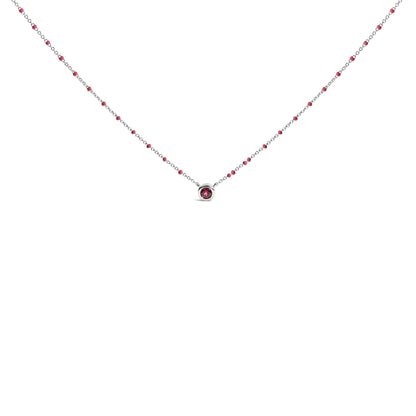 Sterling Silver Rhodolite Enamel Bead Chain Necklace 18 Inch Bids.com