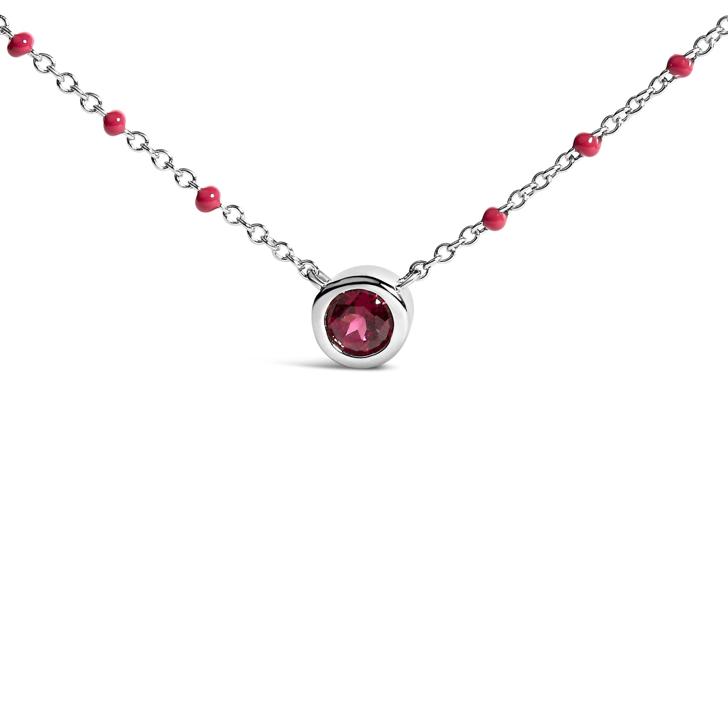 Sterling Silver Rhodolite Enamel Bead Chain Necklace 18 Inch Bids.com