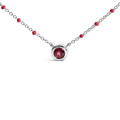 Sterling Silver Rhodolite Enamel Bead Chain Necklace 18 Inch Bids.com