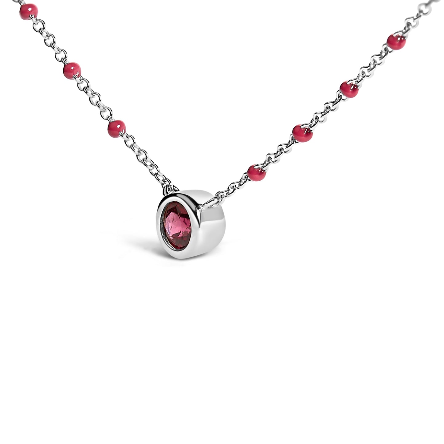Sterling Silver Rhodolite Enamel Bead Chain Necklace 18 Inch Bids.com