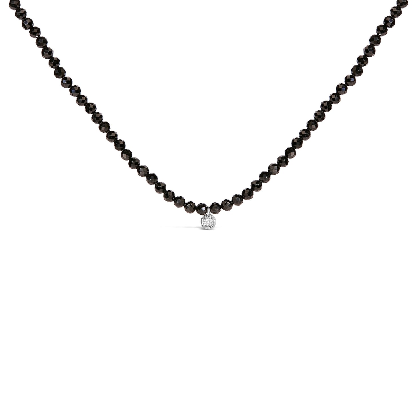 Sterling Silver Diamond Accent Black Spinel Bead Station Necklace Bids.com