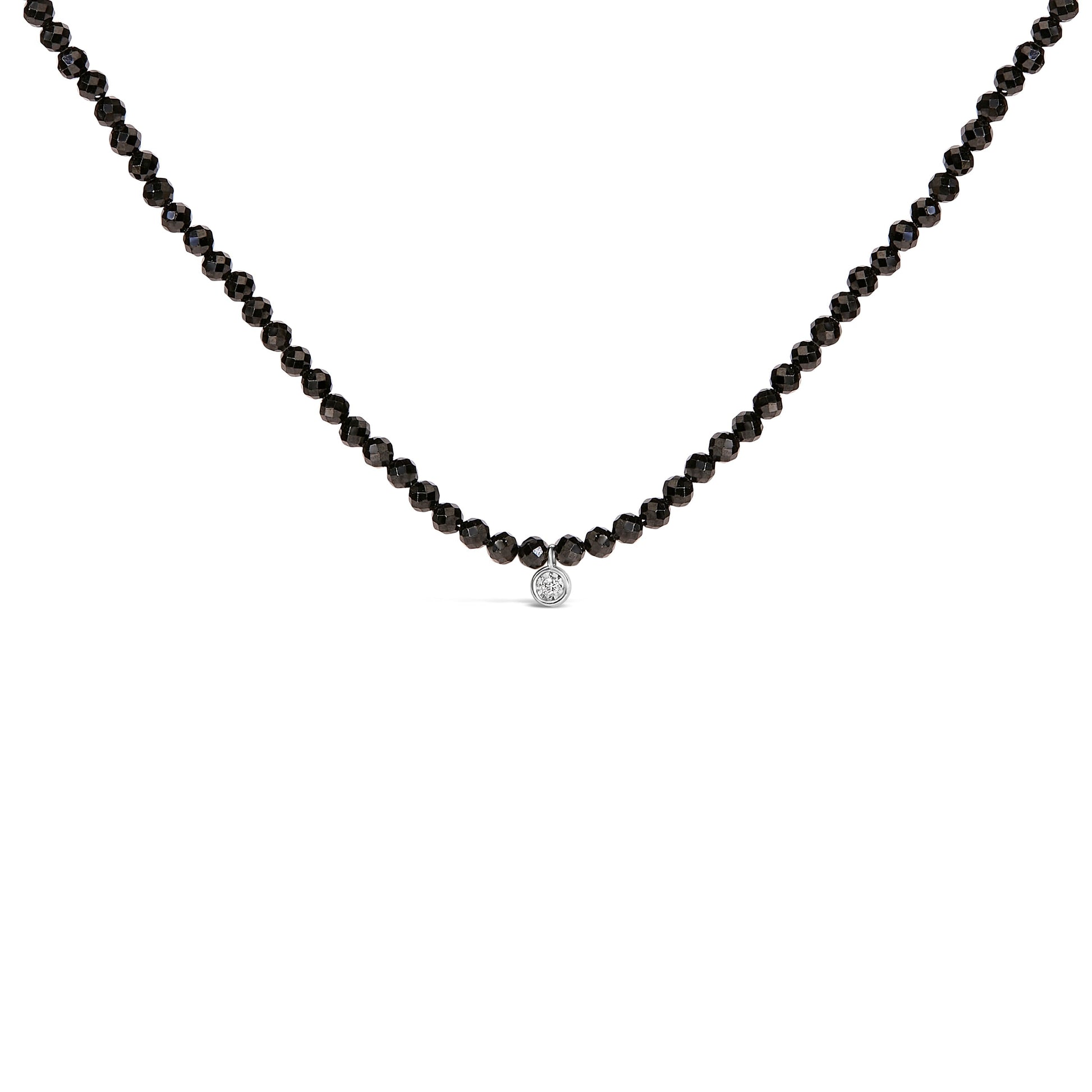 Sterling Silver Diamond Accent Black Spinel Bead Station Necklace Bids.com