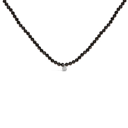 Sterling Silver Diamond Accent Black Spinel Bead Station Necklace Bids.com