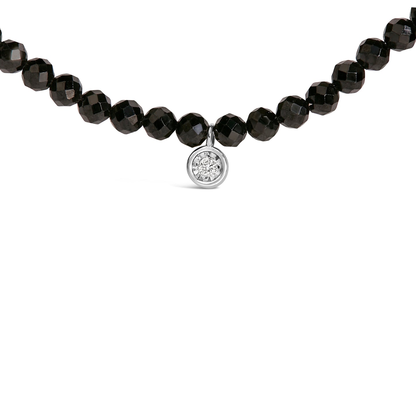 Sterling Silver Diamond Accent Black Spinel Bead Station Necklace Bids.com