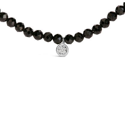Sterling Silver Diamond Accent Black Spinel Bead Station Necklace Bids.com