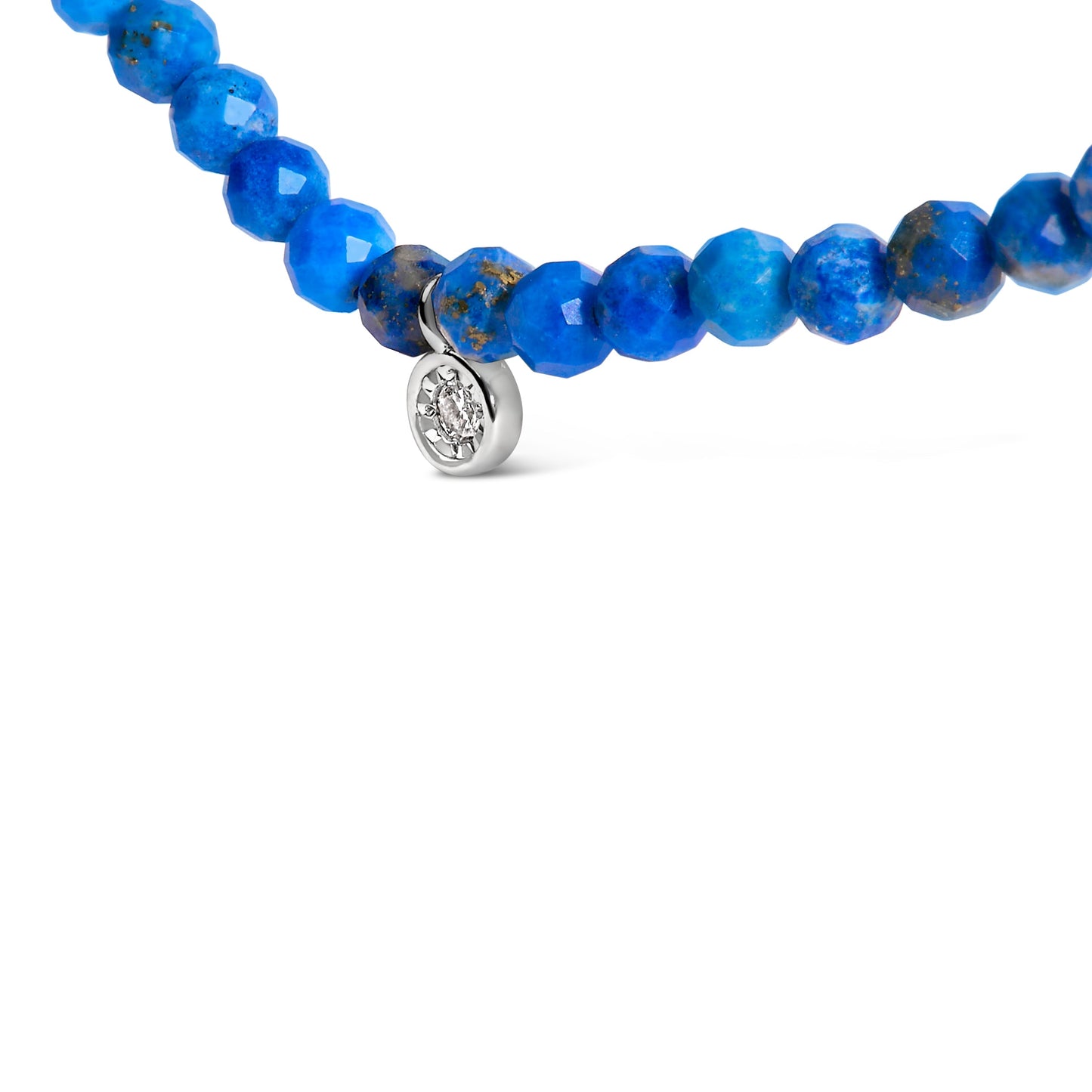 Sterling Silver Diamond Accent Blue Lapis Bead Station Necklace Bids.com