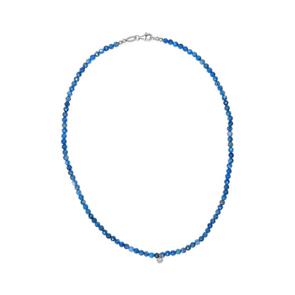 Sterling Silver Diamond Accent Blue Lapis Bead Station Necklace Bids.com