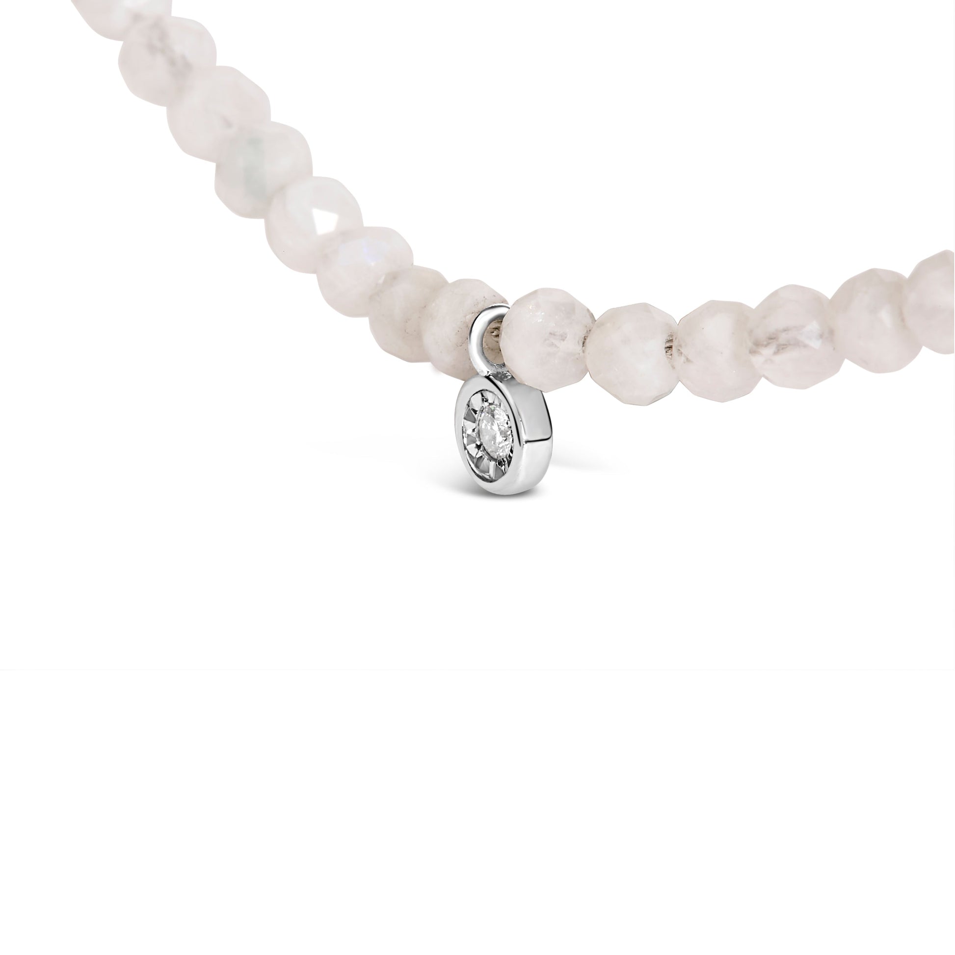 Sterling Silver Moonstone Bead Station Necklace with Diamond Accent Bids.com