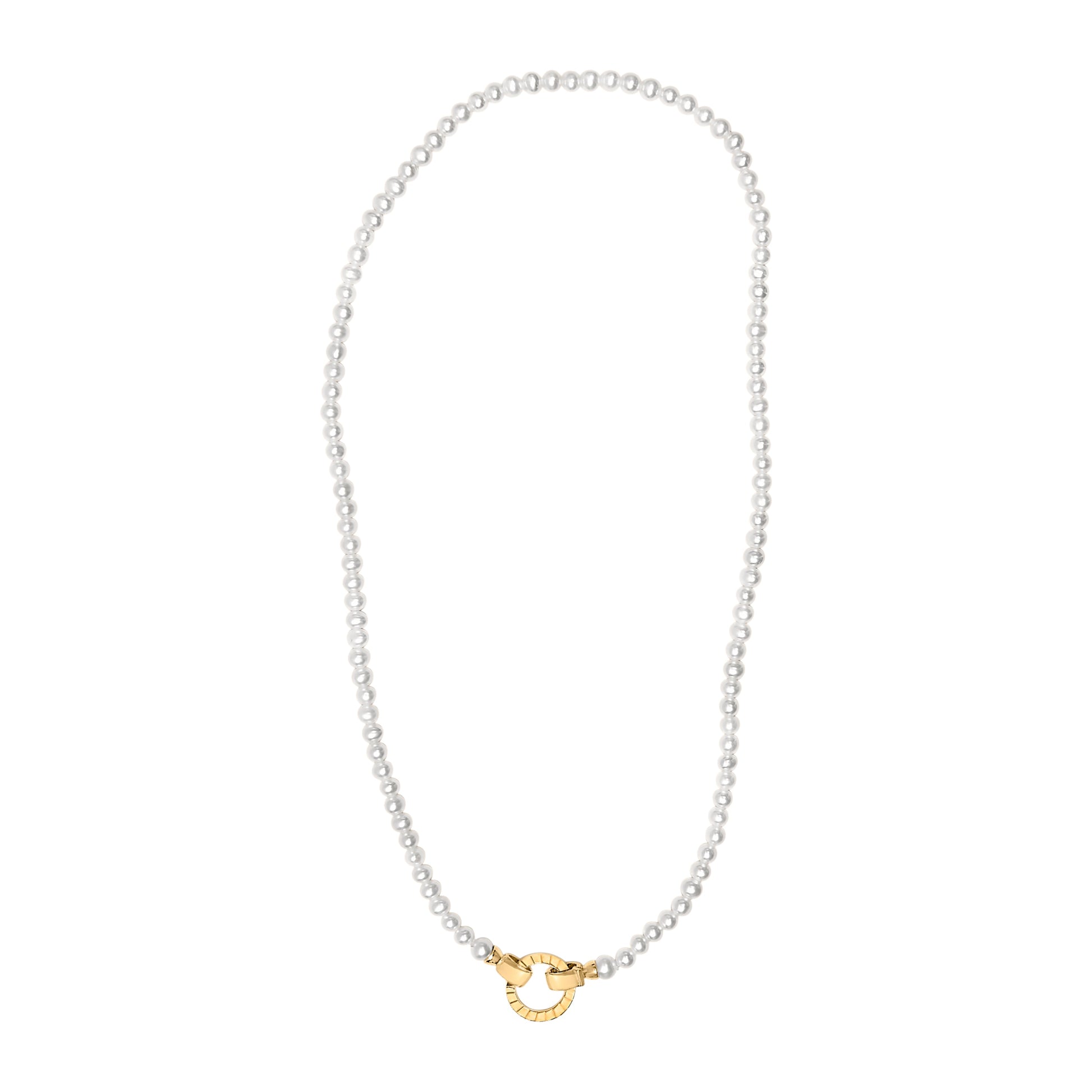 18K Yellow Gold Vermeil Pearl Strand Infinity Necklace Bids.com