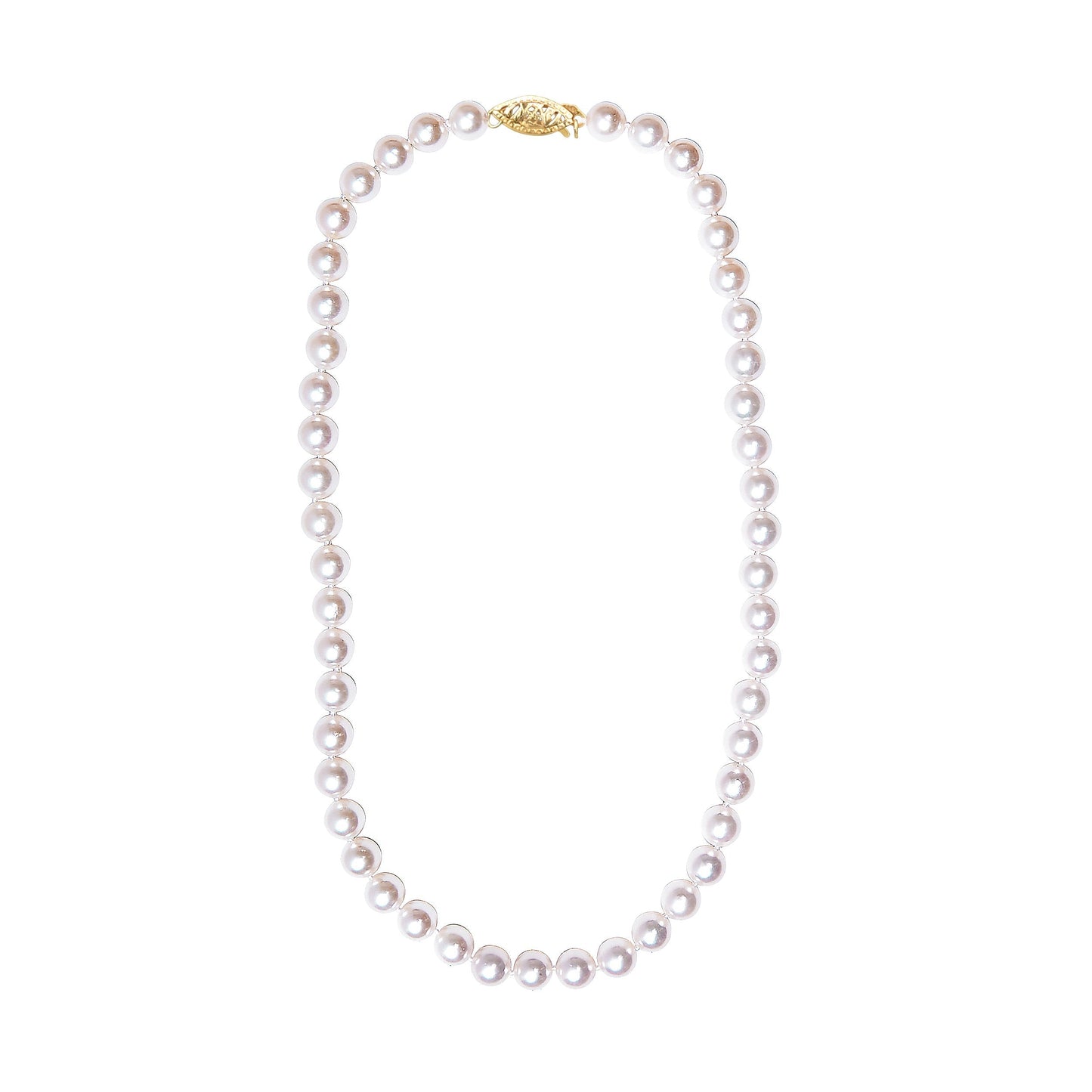 14K Yellow Gold 8.0x8.5mm Akoya Pearl Strand Necklace Bids.com
