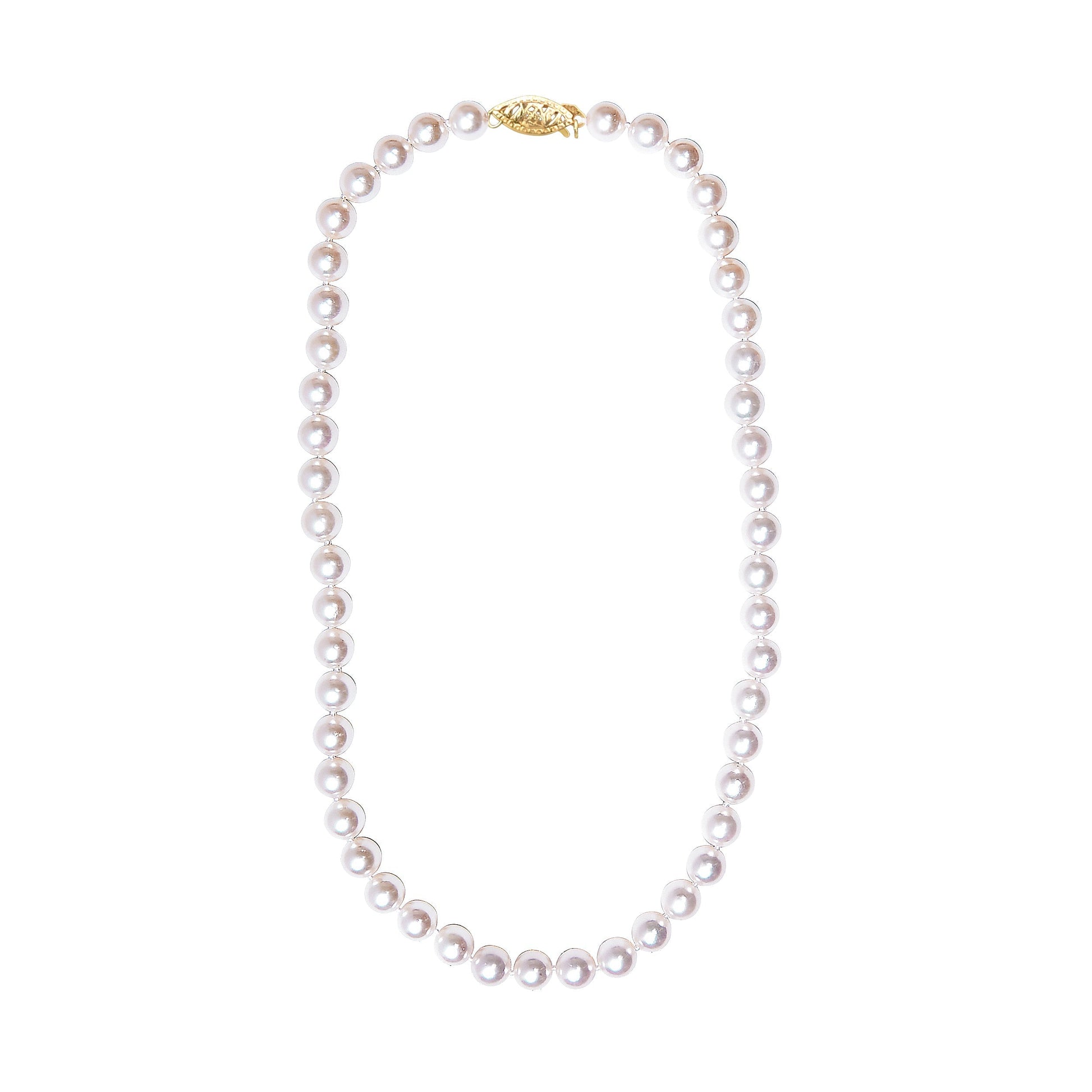 14K Yellow Gold 8.0x8.5mm Akoya Pearl Strand Necklace Bids.com