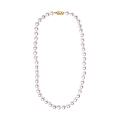 14K Yellow Gold 8.0x8.5mm Akoya Pearl Strand Necklace Bids.com