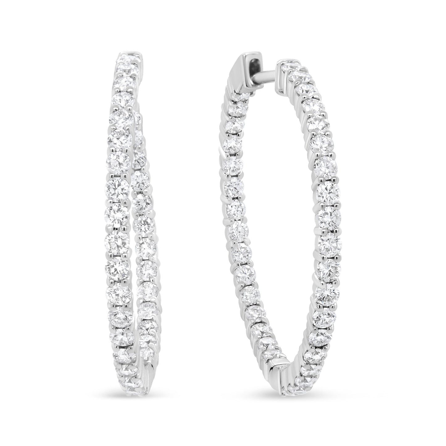 18K White Gold 3 5/8 Cttw Round Diamond Curved Inside-Outside Hoop Earrings (F-G Color, VS1-VS2 Clarity) Bids.com