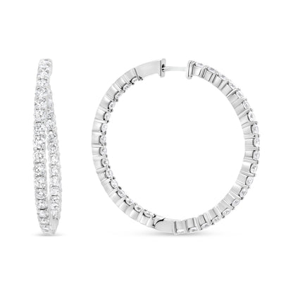 18K White Gold 3 5/8 Cttw Round Diamond Curved Inside-Outside Hoop Earrings (F-G Color, VS1-VS2 Clarity) Bids.com