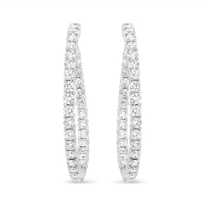 18K White Gold 3 5/8 Cttw Round Diamond Curved Inside-Outside Hoop Earrings (F-G Color, VS1-VS2 Clarity) Bids.com