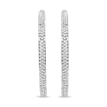 18K White Gold 2.00 Cttw Round-Cut Diamond Inner-Outer Hoop Earrings (F-G Color, VS1-VS2 Clarity) Bids.com