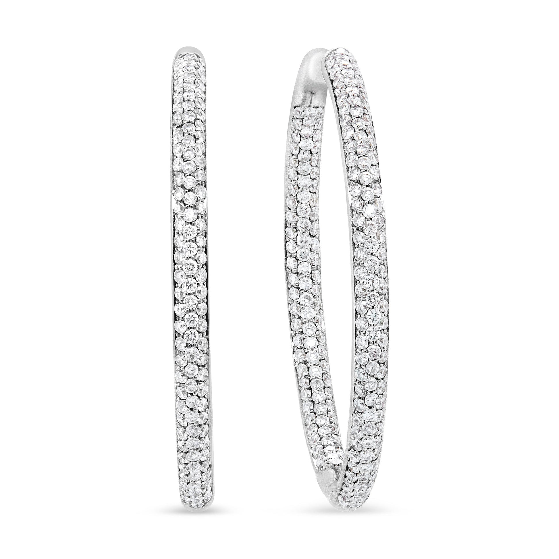 18K White Gold 2.00 Cttw Round-Cut Diamond Inner-Outer Hoop Earrings (F-G Color, VS1-VS2 Clarity) Bids.com